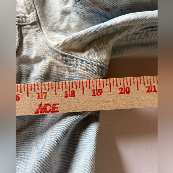 FRAME acid wash distressed in Cloud blue jean jacket sz L tie-dye festival - Picture 9 of 13